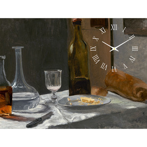 레티나 대형명화시계 (모네- 병, 물병, 빵, 와인이 있는 정물)